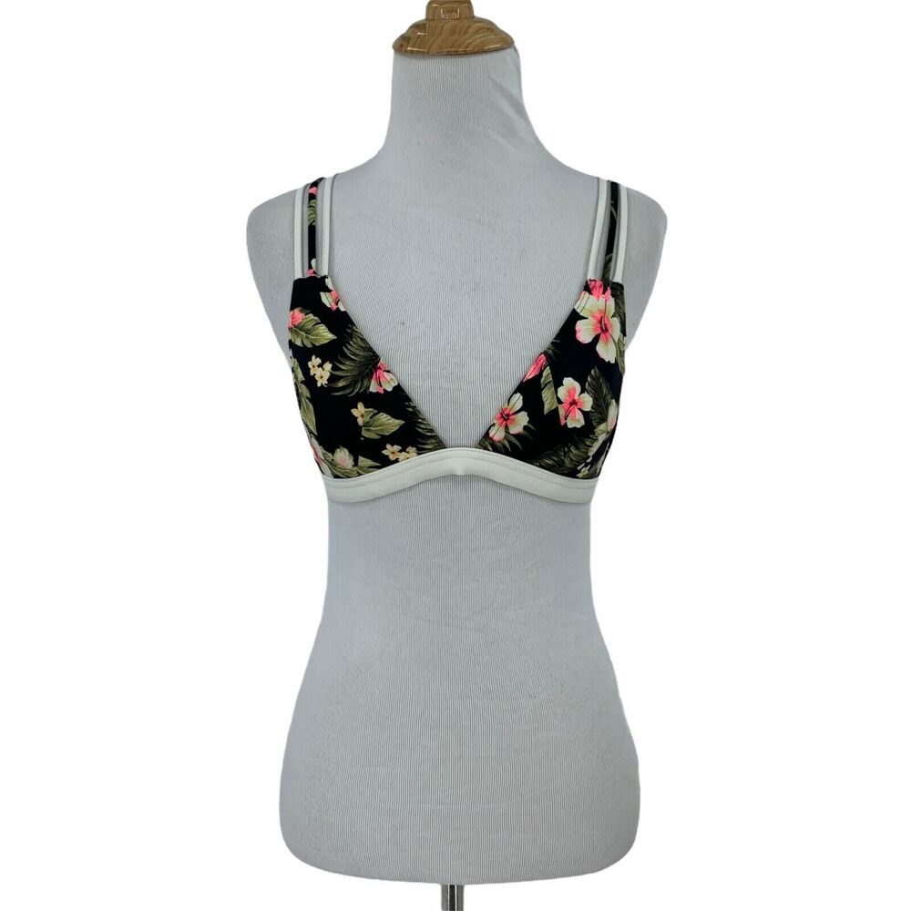 Victorias Secret Pink Bikini Top Womens S Small Removable Pads Floral Strappy